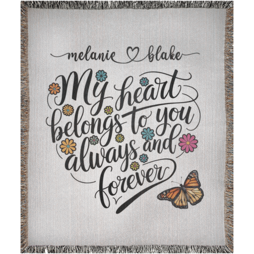 Personalized 100% Cotton Woven Blanket (My Heart Belongs To You Always And Forever) - Image 16