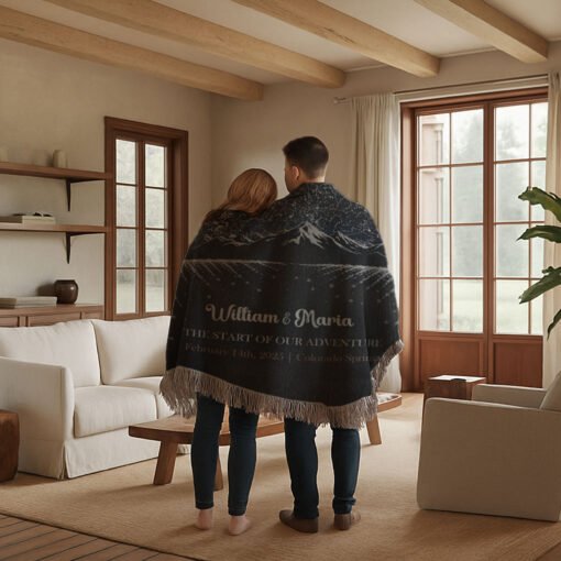 Personalized 100% Cotton Woven Blanket- Midnight Mountains - Image 3