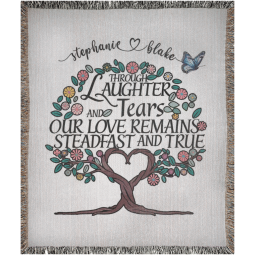 Personalized 100% Cotton Woven Blanket (Through Laughter And Tears Our Love Remains Steadfast And True) - Image 16
