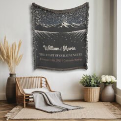 Alternative view of Personalized 100% Cotton Woven Blanket- Midnight Mountains