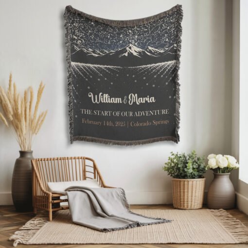 Personalized 100% Cotton Woven Blanket- Midnight Mountains - Image 2