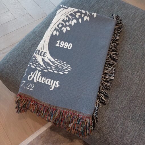 Personalized 100% Cotton Woven Blanket- The Love Tree - Image 4