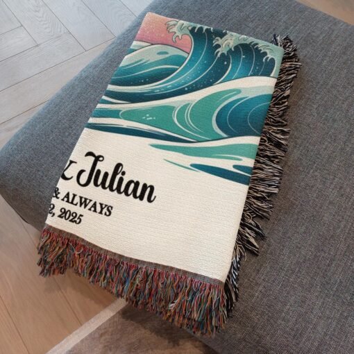 Personalized 100% Cotton Woven Blanket- Tides of Love - Image 4