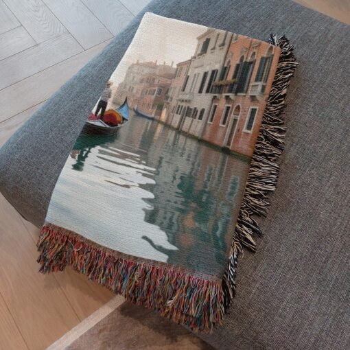 Personalized 100% Cotton Woven Blanket- Canal Serenade - Image 4