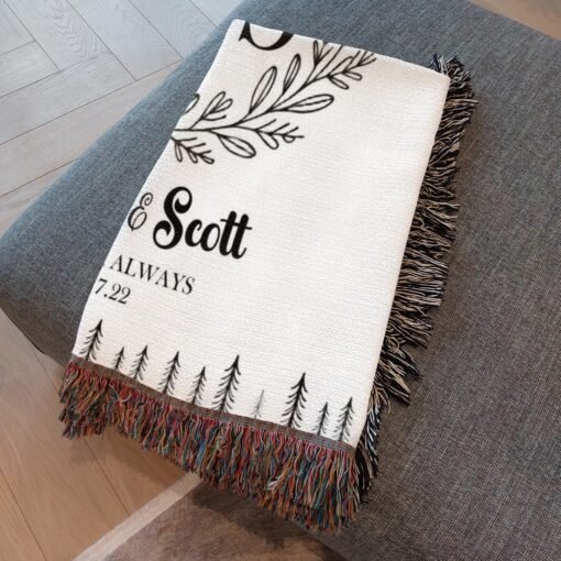 Personalized 100% Cotton Woven Blanket- Rustic Crest - Image 4