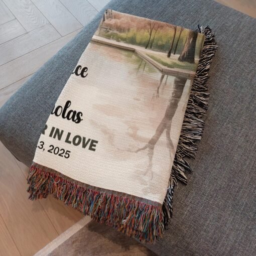 Personalized 100% Cotton Woven Blanket- Parisian Bloom - Image 5