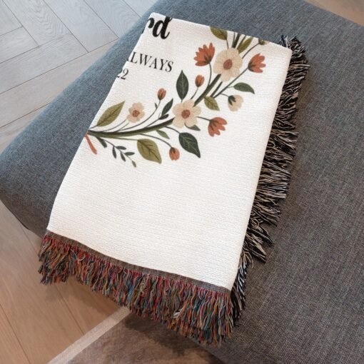 Personalized 100% Cotton Woven Blanket- Timeless Bloom - Image 4