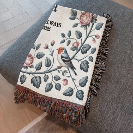 Personalized 100% Cotton Woven Blanket- Blossoms & Vows - Image 4