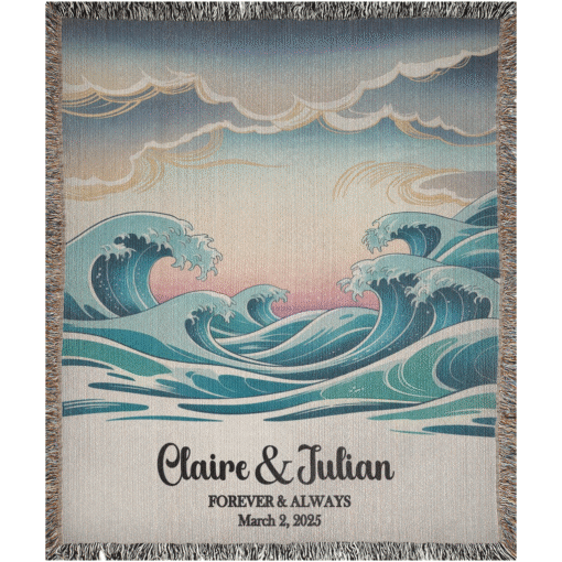 Personalized 100% Cotton Woven Blanket- Tides of Love - Image 5