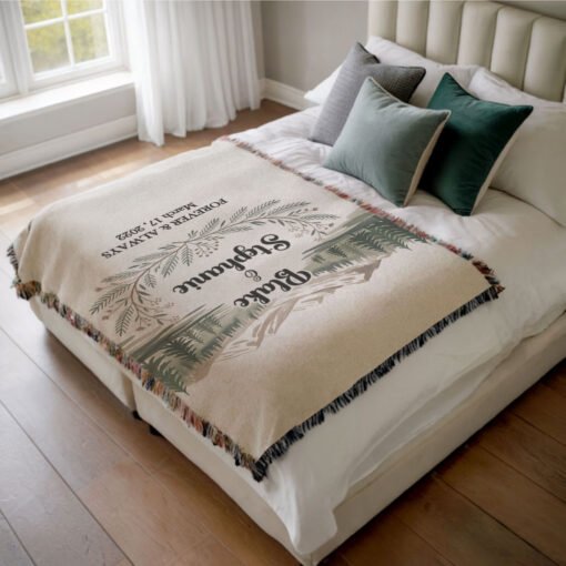 Personalized 100% Cotton Woven Blanket- Whispering Pines