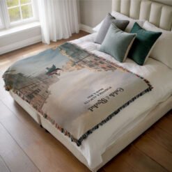 Personalized 100% Cotton Woven Blanket- Canal Serenade
