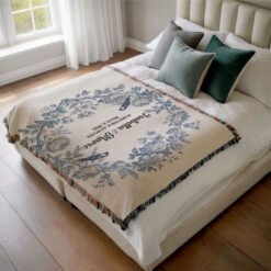 Personalized 100% Cotton Woven Blanket- Midnight Blossoms