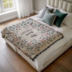 Personalized 100% Cotton Woven Blanket- Blossoms & Vows