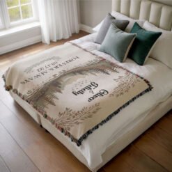 Personalized 100% Cotton Woven Blanket- Evergreen Escape
