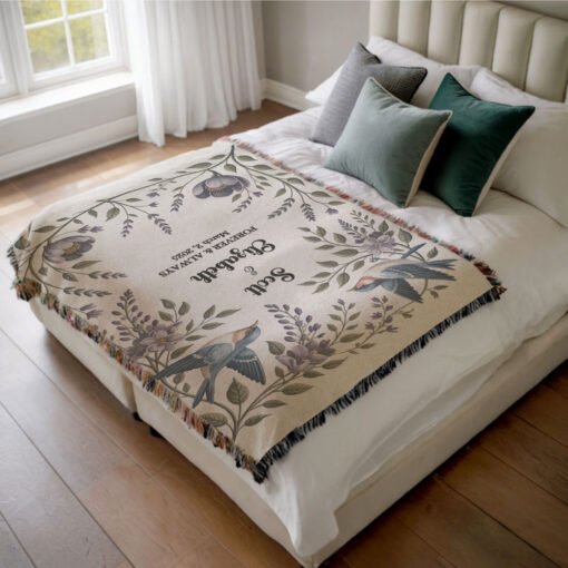 Personalized 100% Cotton Woven Blanket- Flight of Love