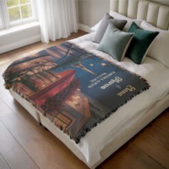 Personalized 100% Cotton Woven Blanket- Midnight in Paris