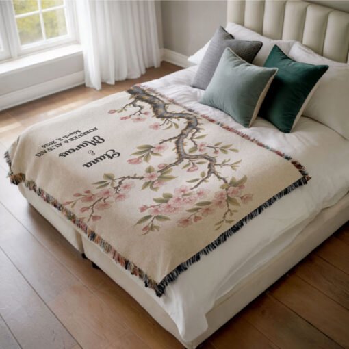 Personalized 100% Cotton Woven Blanket- Branch of Love