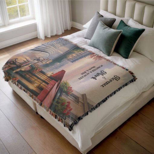 Personalized 100% Cotton Woven Blanket- Parisian Glow