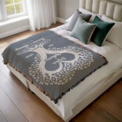 Personalized 100% Cotton Woven Blanket- The Love Tree