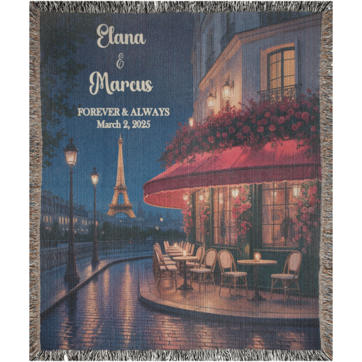 Personalized 100% Cotton Woven Blanket- Midnight in Paris - Image 4