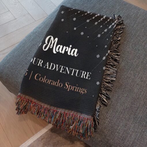 Personalized 100% Cotton Woven Blanket- Midnight Mountains - Image 4