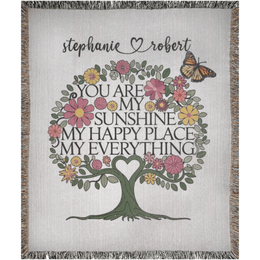 Personalized 100% Cotton Woven Blanket (You Are My Sunshine My Happy Place My Everything) - Image 4