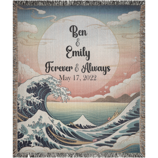 Personalized 100% Cotton Woven Blanket- Sunset Harmony - Image 4