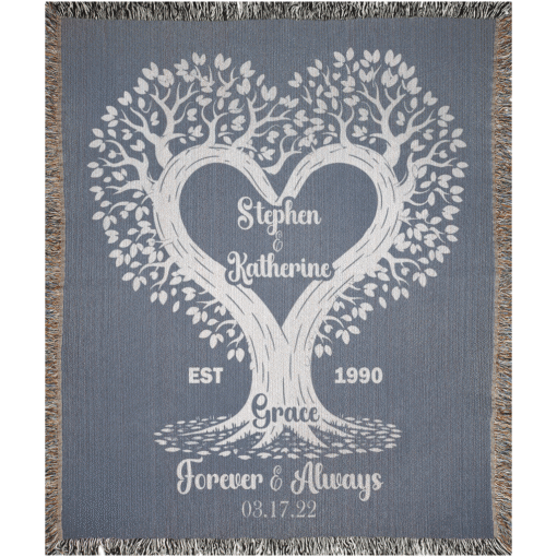 Personalized 100% Cotton Woven Blanket- The Love Tree - Image 3
