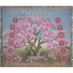 Alternative view of Personalized 100% Cotton Woven Baby Milestone Blanket – Orchid Tree Design