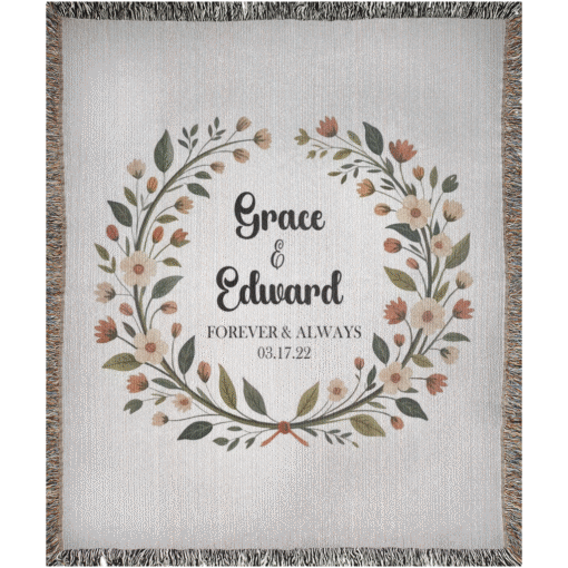 Personalized 100% Cotton Woven Blanket- Timeless Bloom - Image 5