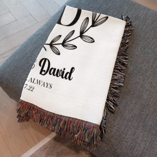 Personalized 100% Cotton Woven Blanket- Crowned in Love - Image 5