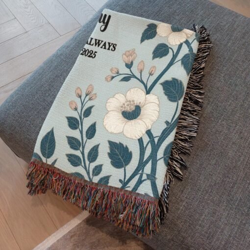Personalized 100% Cotton Woven Blanket- Whispering Blossoms - Image 4