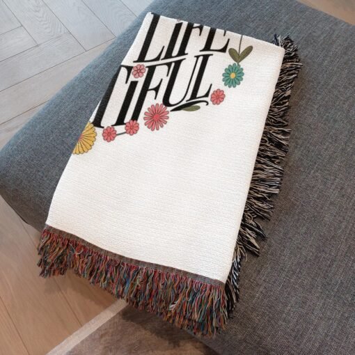 Personalized 100% Cotton Woven Blanket (Sisters Make Life Beautiful) - Image 4