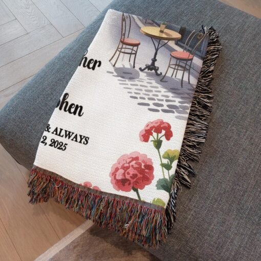 Personalized 100% Cotton Woven Blanket- Sunset Amour - Image 5