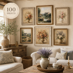 French Country Wall Art | Set of 100 Vintage Floral & Pastoral Prints | Printable Digital Download
