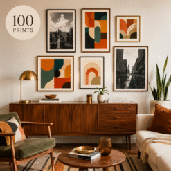 Mid-Century Modern Wall Art | Set of 100 Abstract & Cityscape Prints | Printable Digital Download
