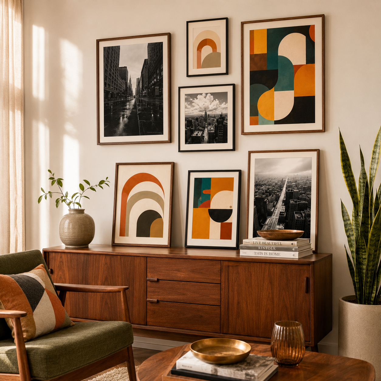 Mid-Century Modern Wall Art | Set of 100 Abstract & Cityscape Prints | Printable Digital Download - Image 3