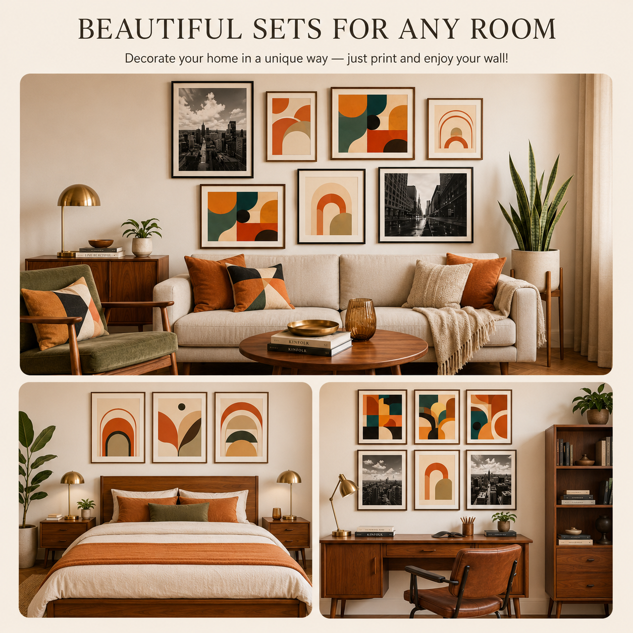 Mid-Century Modern Wall Art | Set of 100 Abstract & Cityscape Prints | Printable Digital Download - Image 2