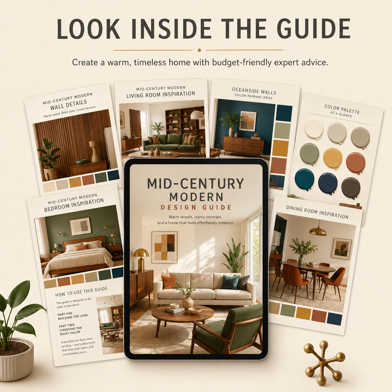Mid-Century Modern Interior Design Guide + Style Planner (Digital Download)