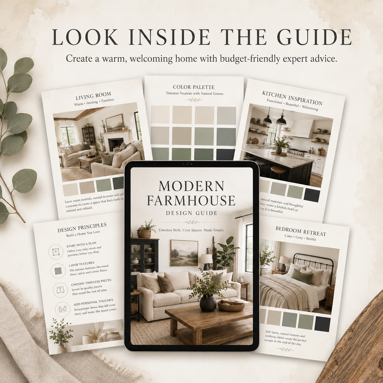 Modern Farmhouse Interior Design Guide + Style Planner (Digital Download)
