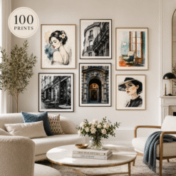 Modern French Wall Art | Set of 100 Parisian Architecture, Café & Fashion Prints | Printable Digital Download