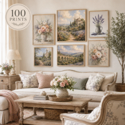 Modern French Provincial Wall Art | Set of 100 Lavender, Floral & Provençal Landscape Prints | Printable Digital Download