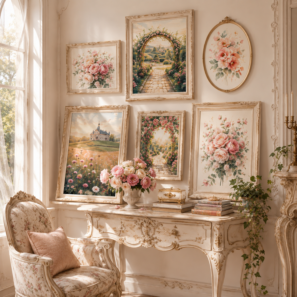 Modern French Rococo Wall Art | Set of 100 Romantic Rose Garden & Floral Prints | Printable Digital Download - Image 3